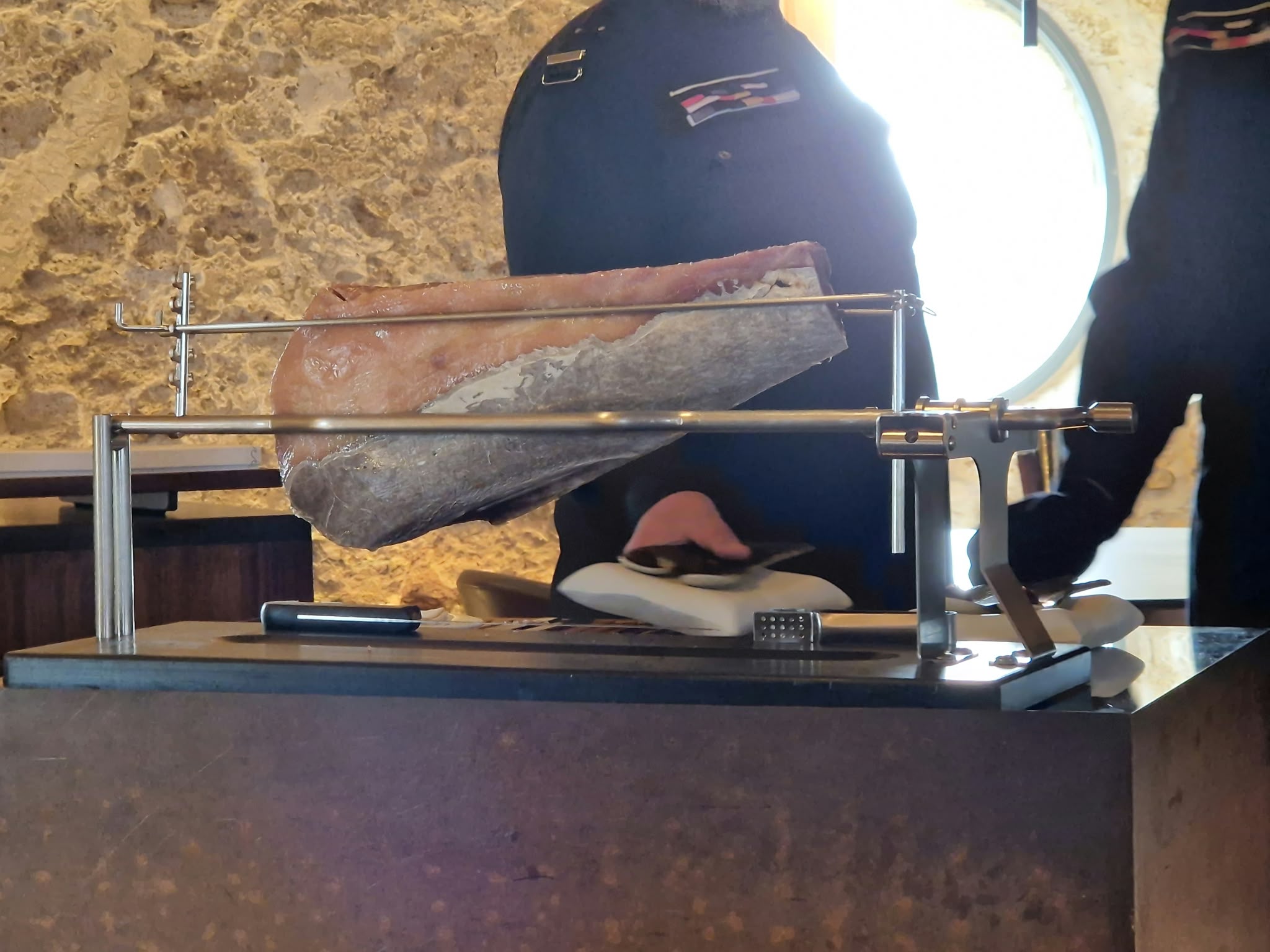 Tuna ham carved at the table