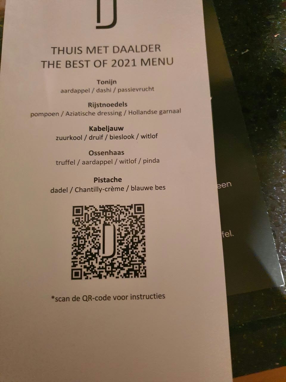 Thuis met Daalder Best of 2021 menu