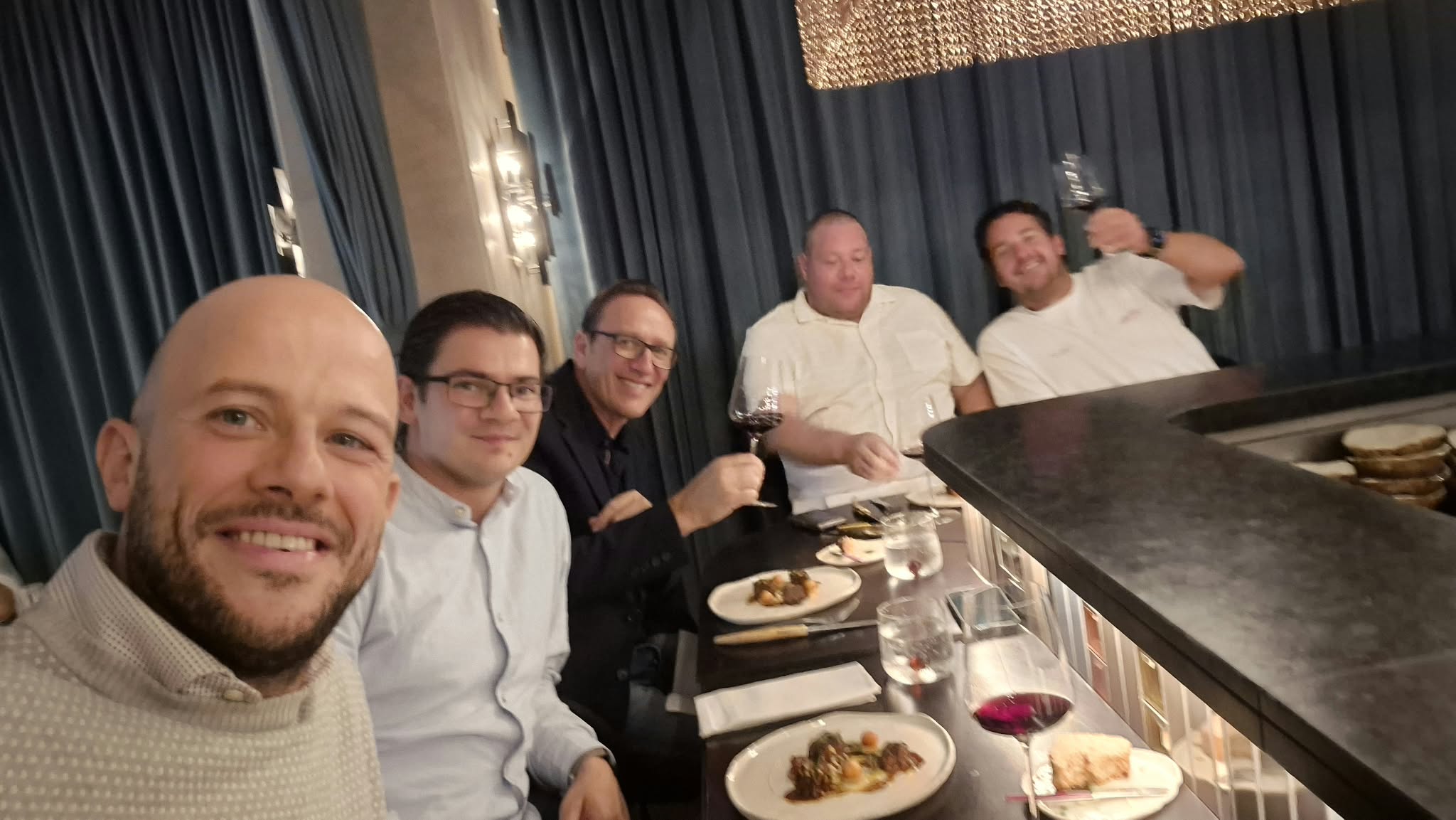 A group at the counter at DINS