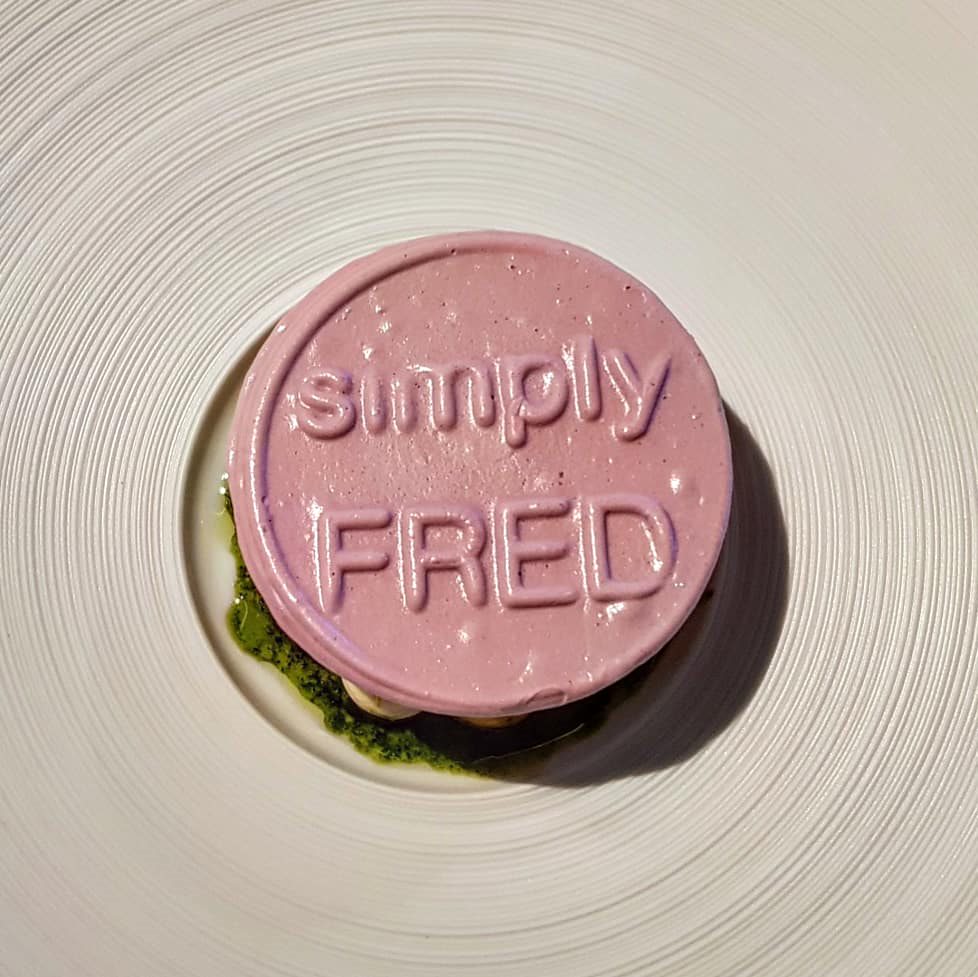A pink dessert at Restaurant Fred